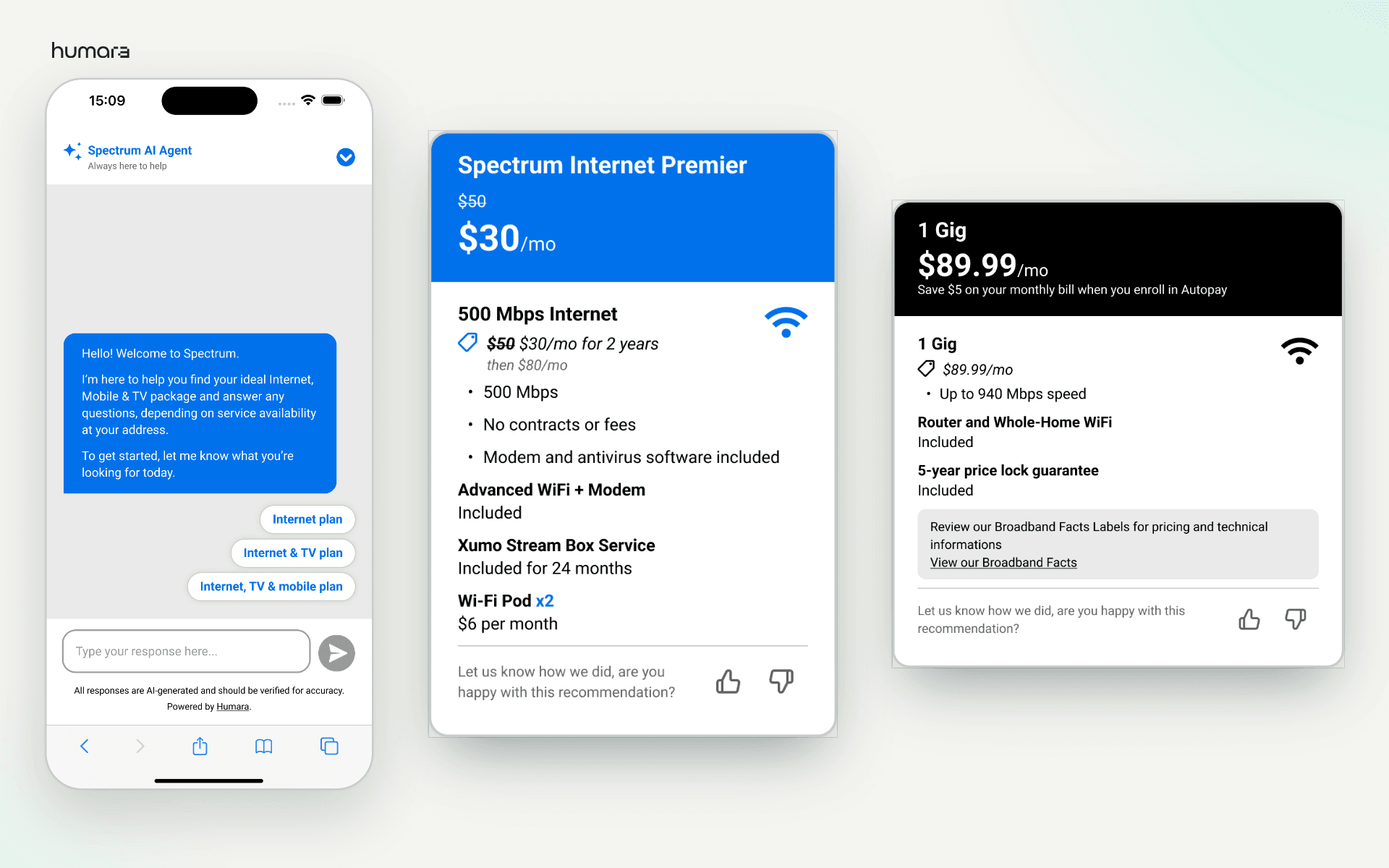 Recommendation cards, with feedback built in